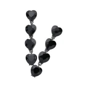 Heart Stone Cluster Link Dropdown Evening Earrings