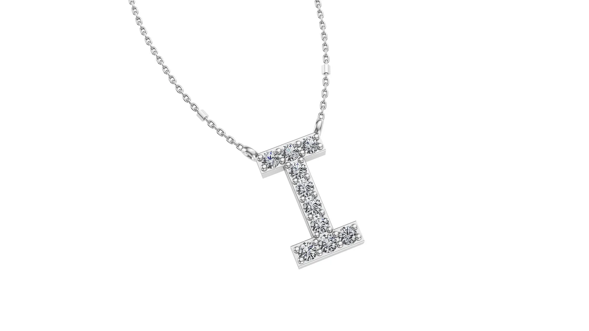 Initial I Diamond Pendant 14K Gold DIP009