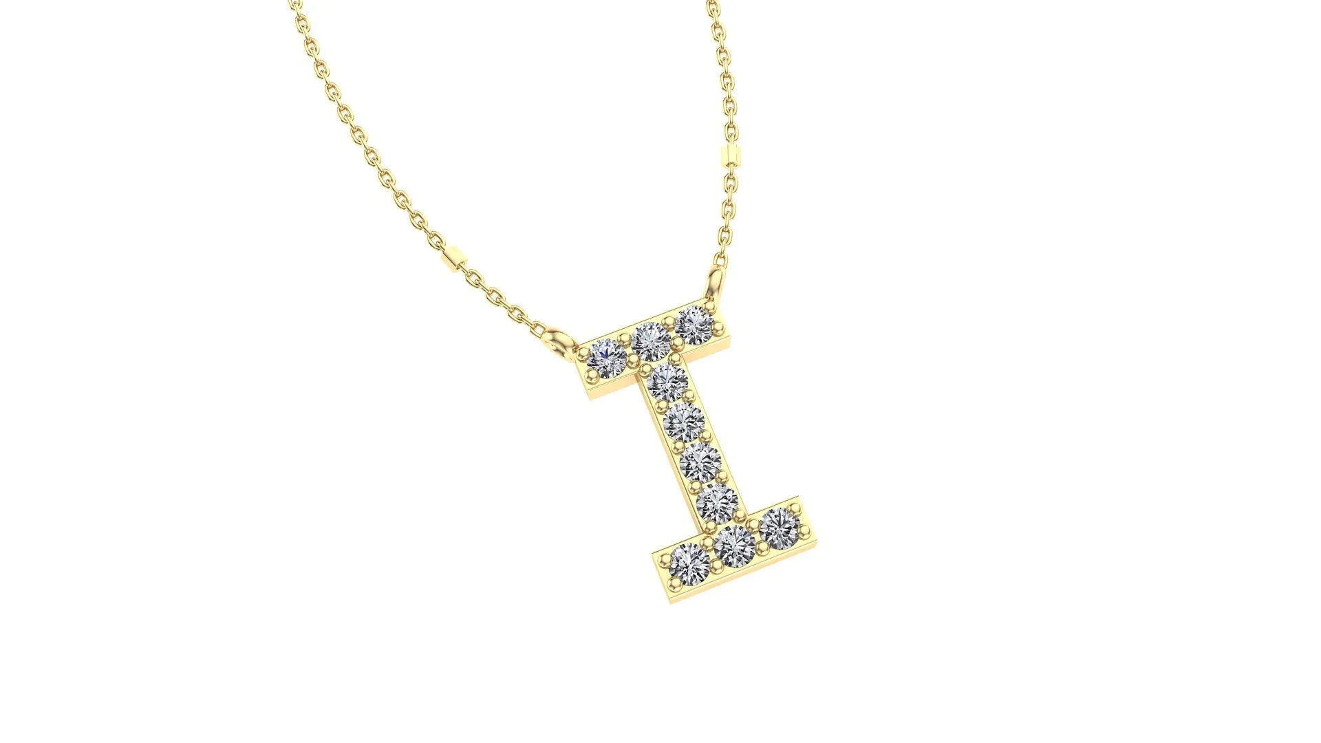 Initial I Diamond Pendant 14K Gold DIP009