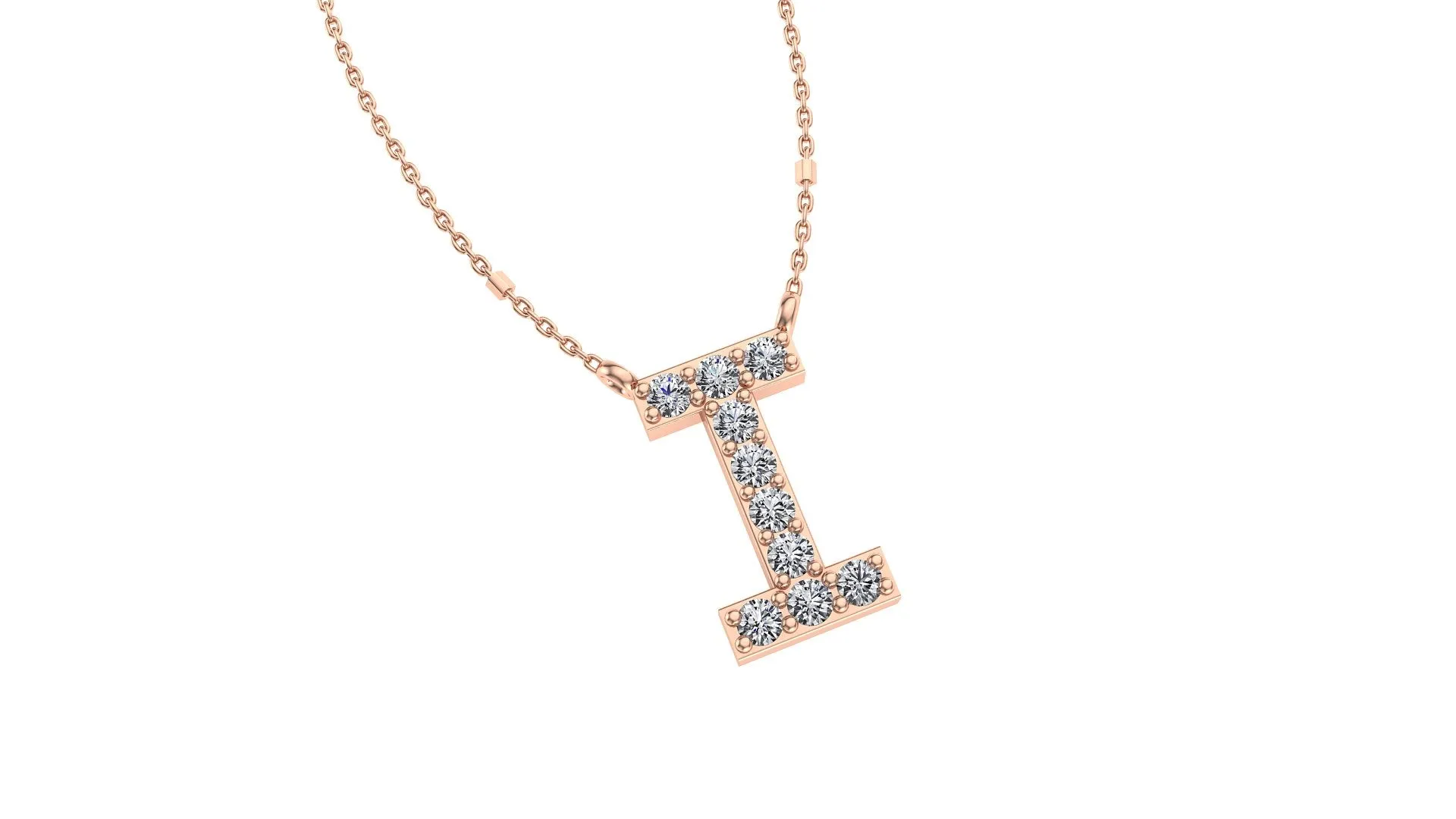 Initial I Diamond Pendant 14K Gold DIP009