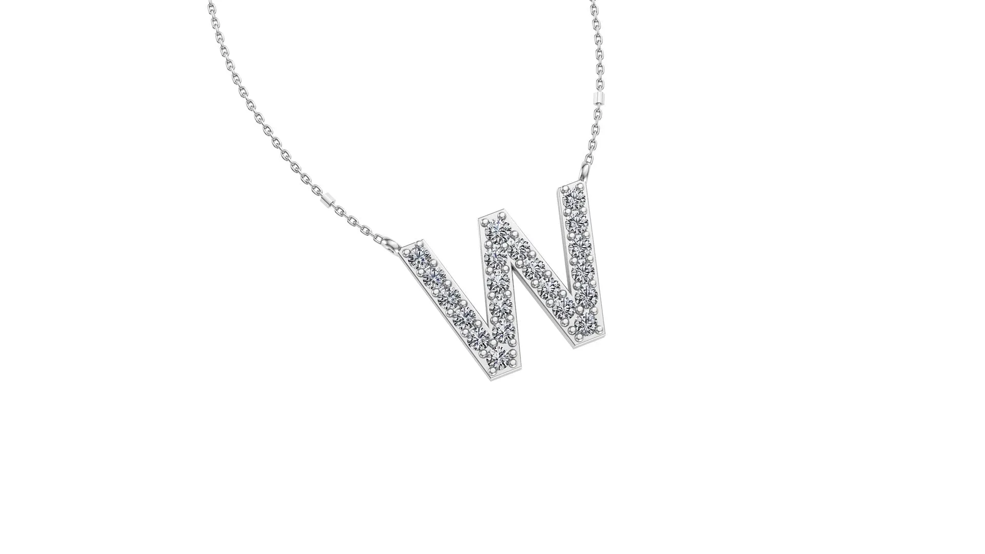 Initial W Diamond Pendant 14K Gold DIP023