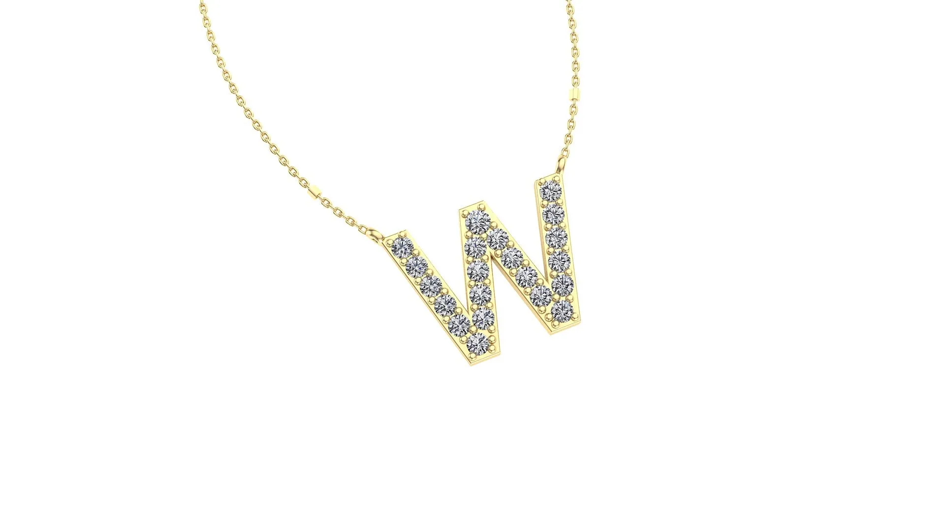 Initial W Diamond Pendant 14K Gold DIP023