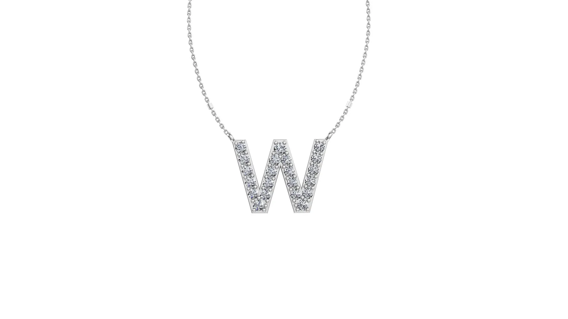 Initial W Diamond Pendant 14K Gold DIP023