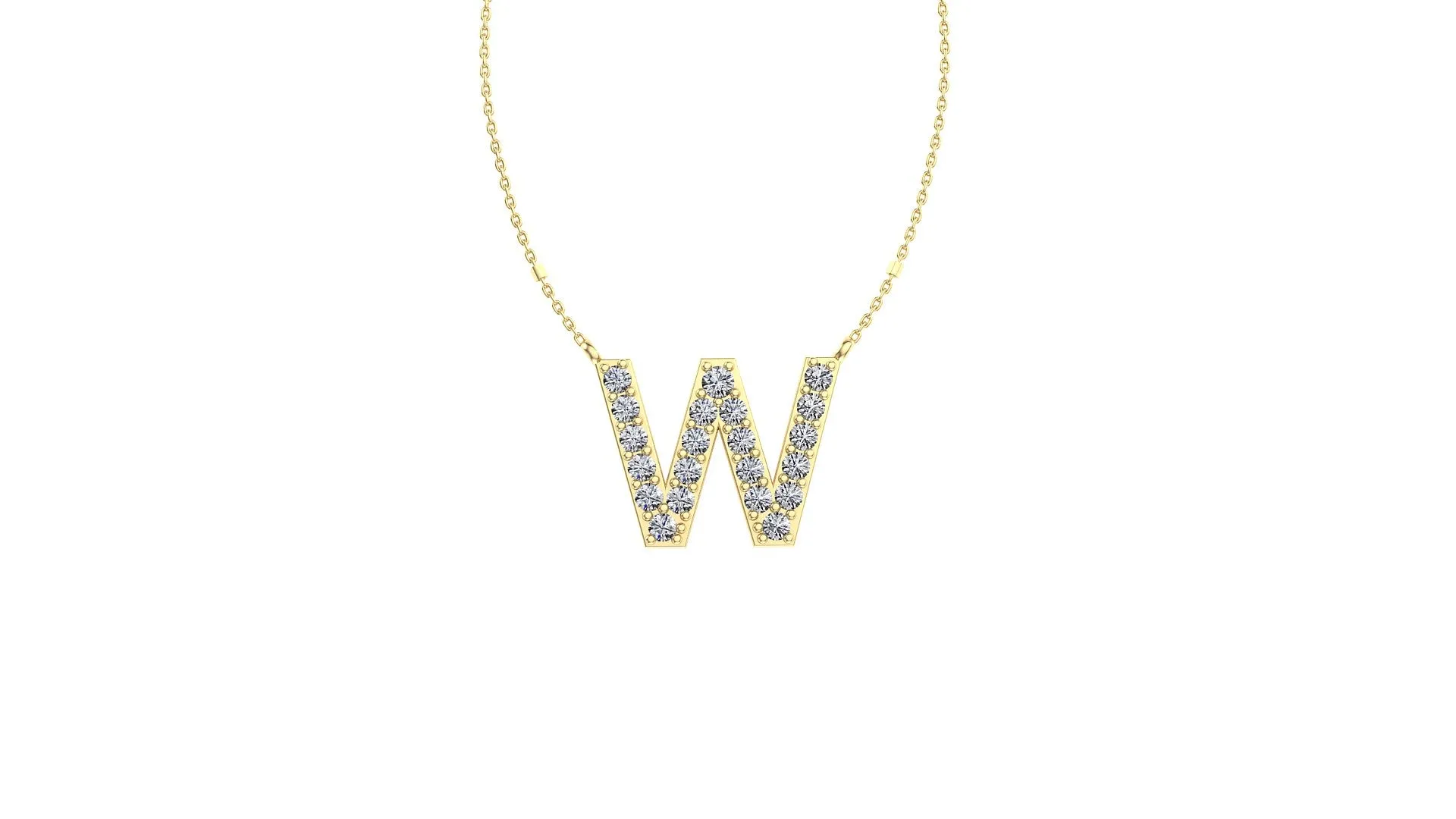 Initial W Diamond Pendant 14K Gold DIP023