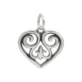 James Avery 925 Sterling Silver French Scroll Heart Charm Pendant