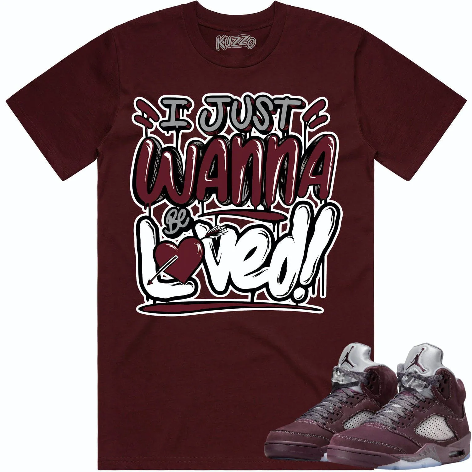 Jordan 5 Burgundy 5s Shirt to Match - BURGUNDY LOVED