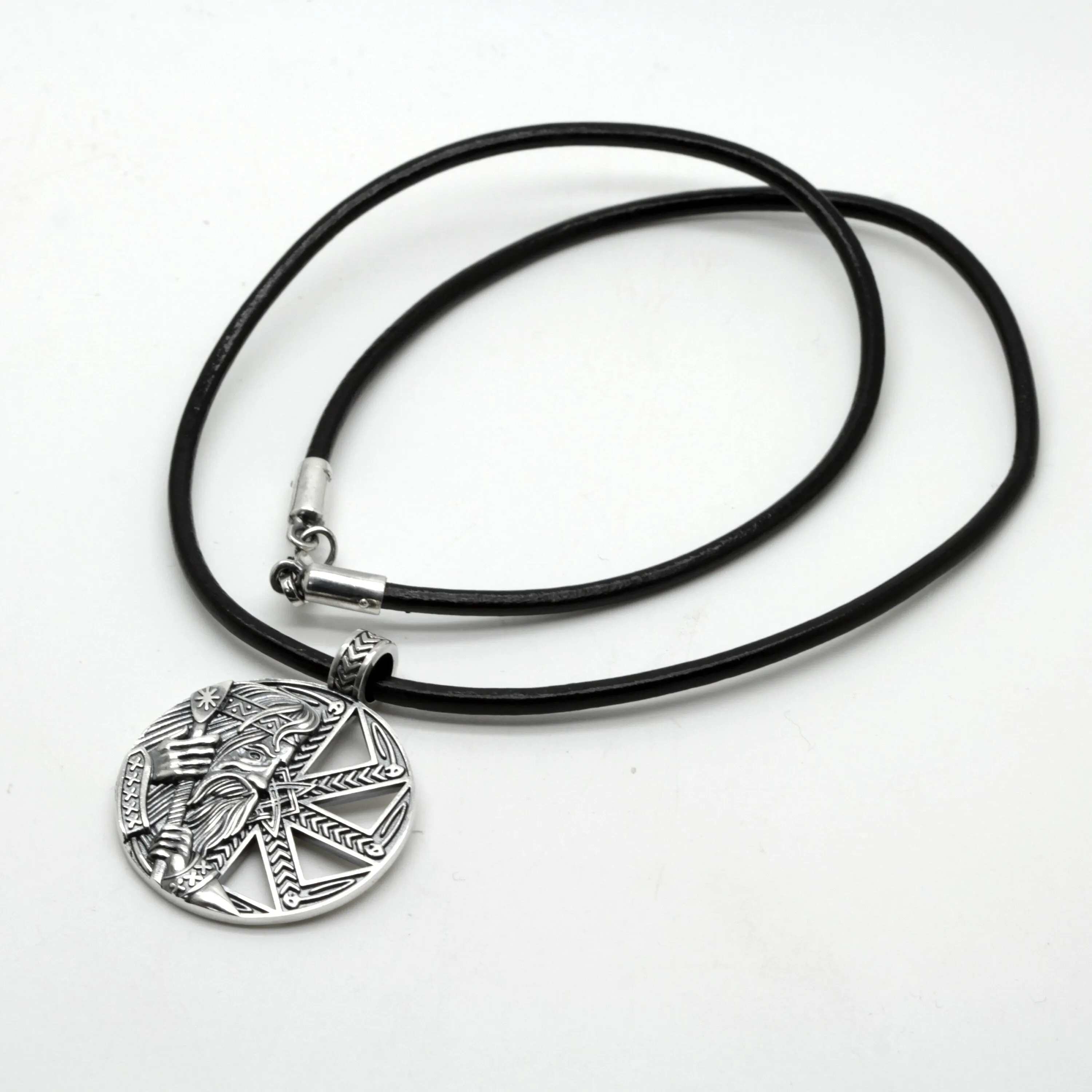 Kolyadnik Kolovrat Pendant and Leather Cord Silver 925