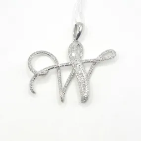 Letter W Diamond Pendant 14K