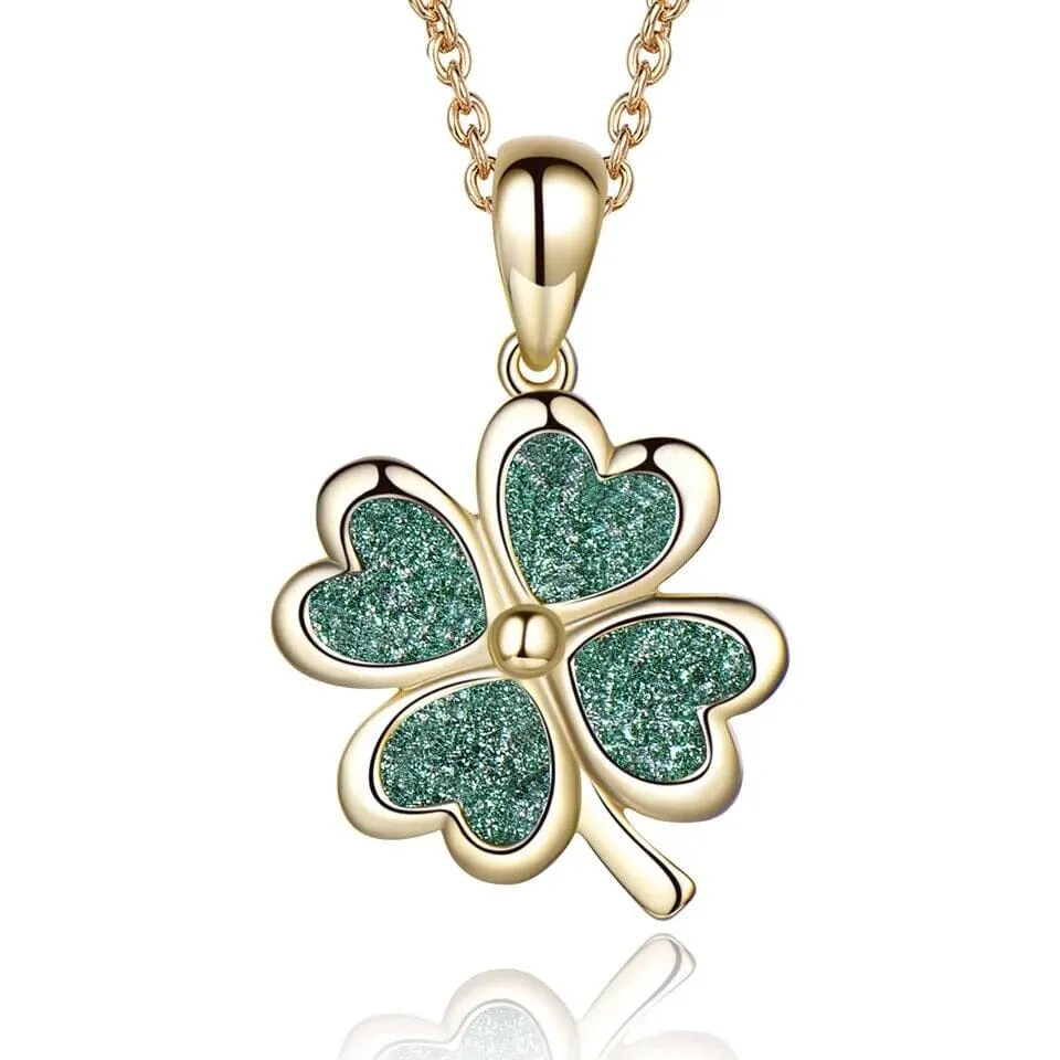 Lucky Four Leaf Clover Pendant 925 Sterling Silver Necklace