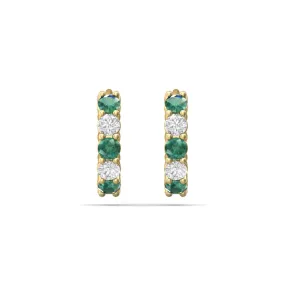 Martin Flyer 14k Diamond & Emerald Hoop Earrings