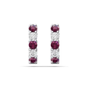 Martin Flyer 14k Diamond & Ruby Hoop Earrings