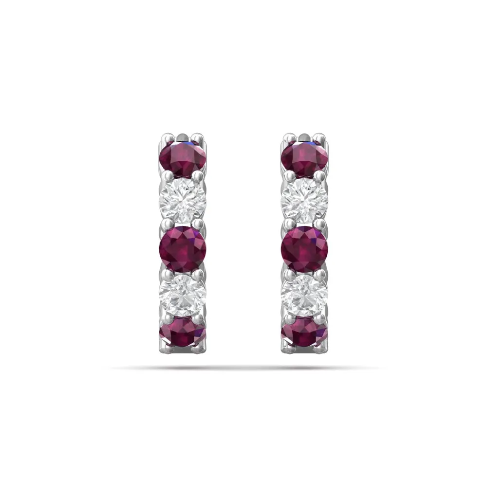 Martin Flyer 14k Diamond & Ruby Hoop Earrings