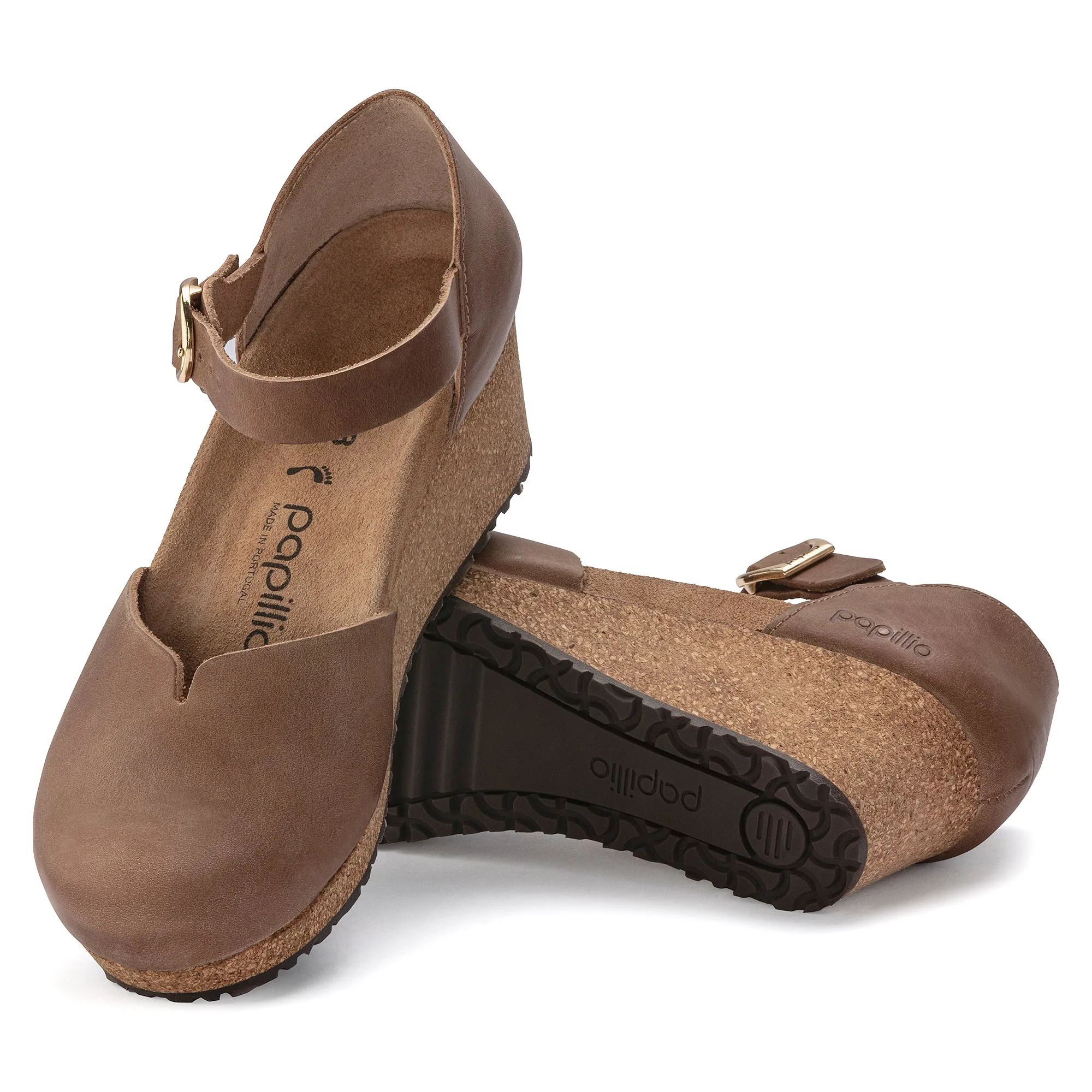 Mary Cognac Wedge