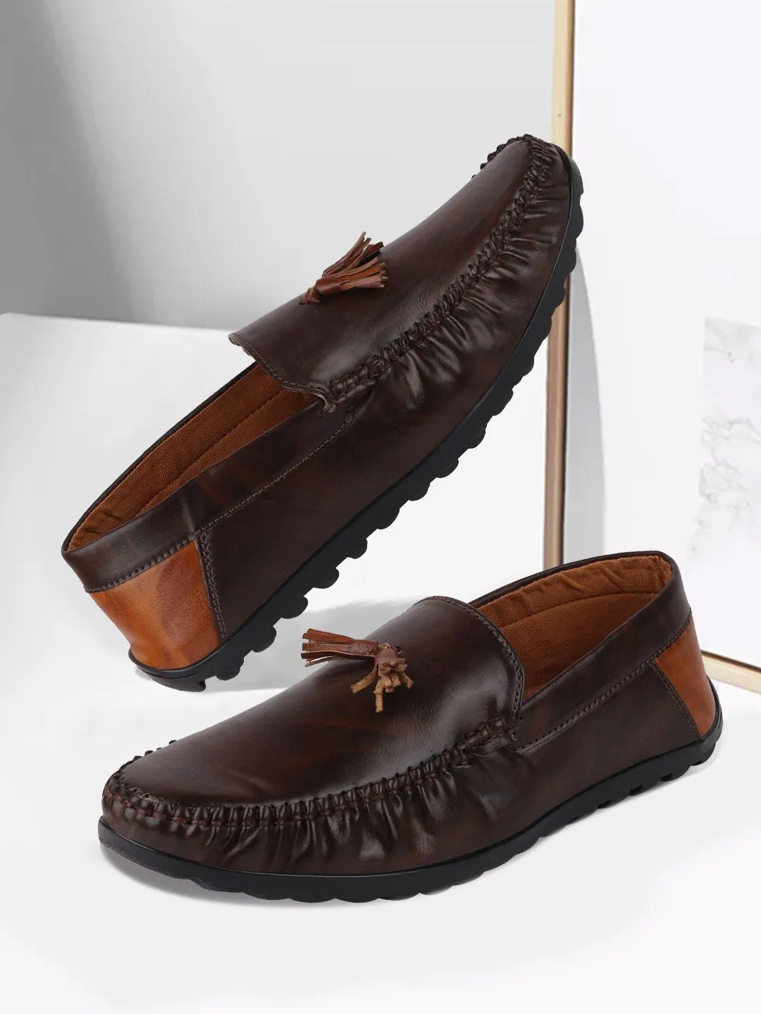 Men Brown Casual Slip-On Loafers