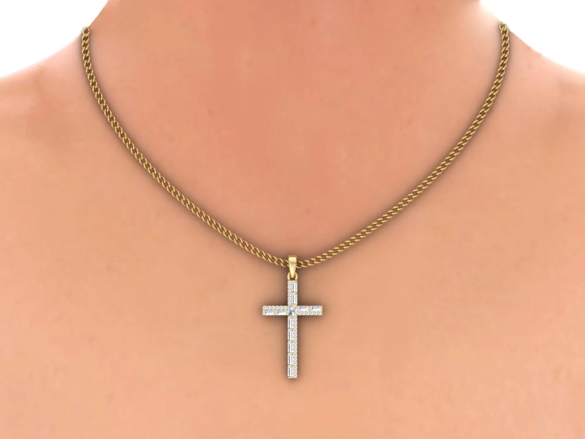 Mini Diamond Cross Necklace  PN 1