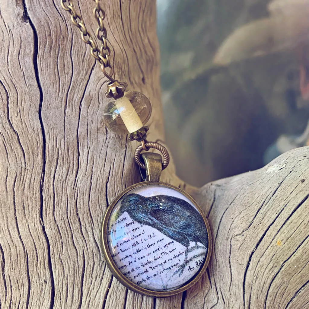 nevermore // victorian gothic inspired antiqued brass raven pendant necklace