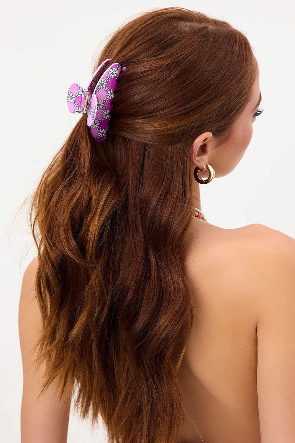 Nixie Claw Hair Clip - Pink Daisy