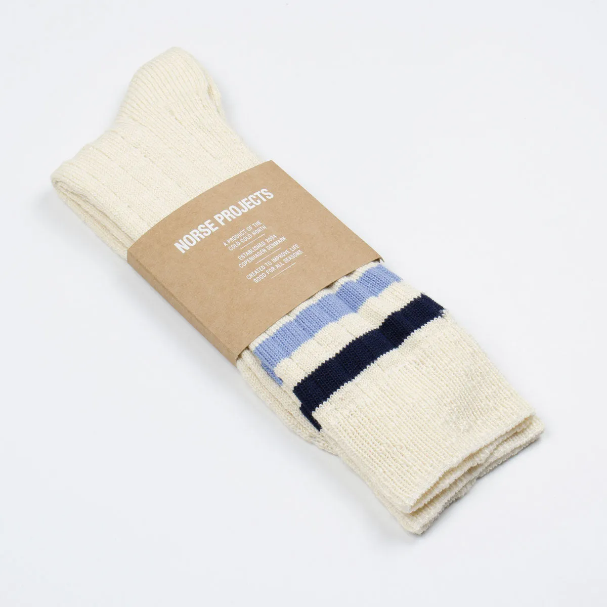 Norse Projects - Bjarki Slub Stripe Socks - Clouded Blue