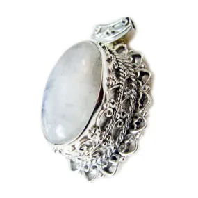 Riyo Beaut Gems Oval Cabochon White Rainbow Moonstone Solid Silver Pendant Gift For Easter Sunday