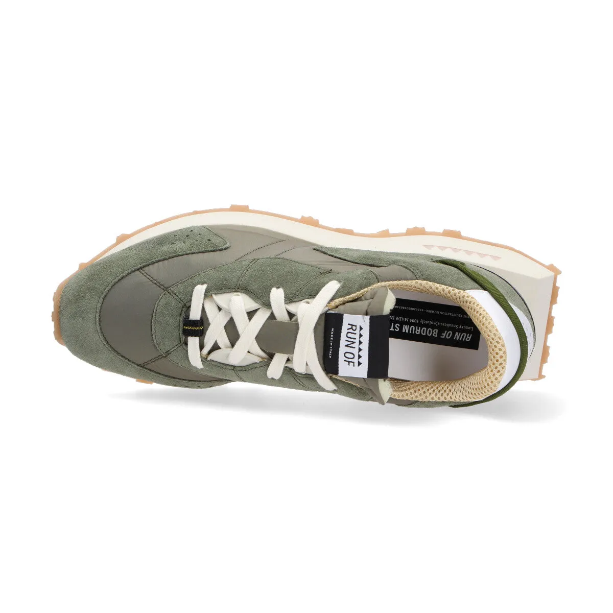 Run Of sneaker Bosco camoscio nylon verde