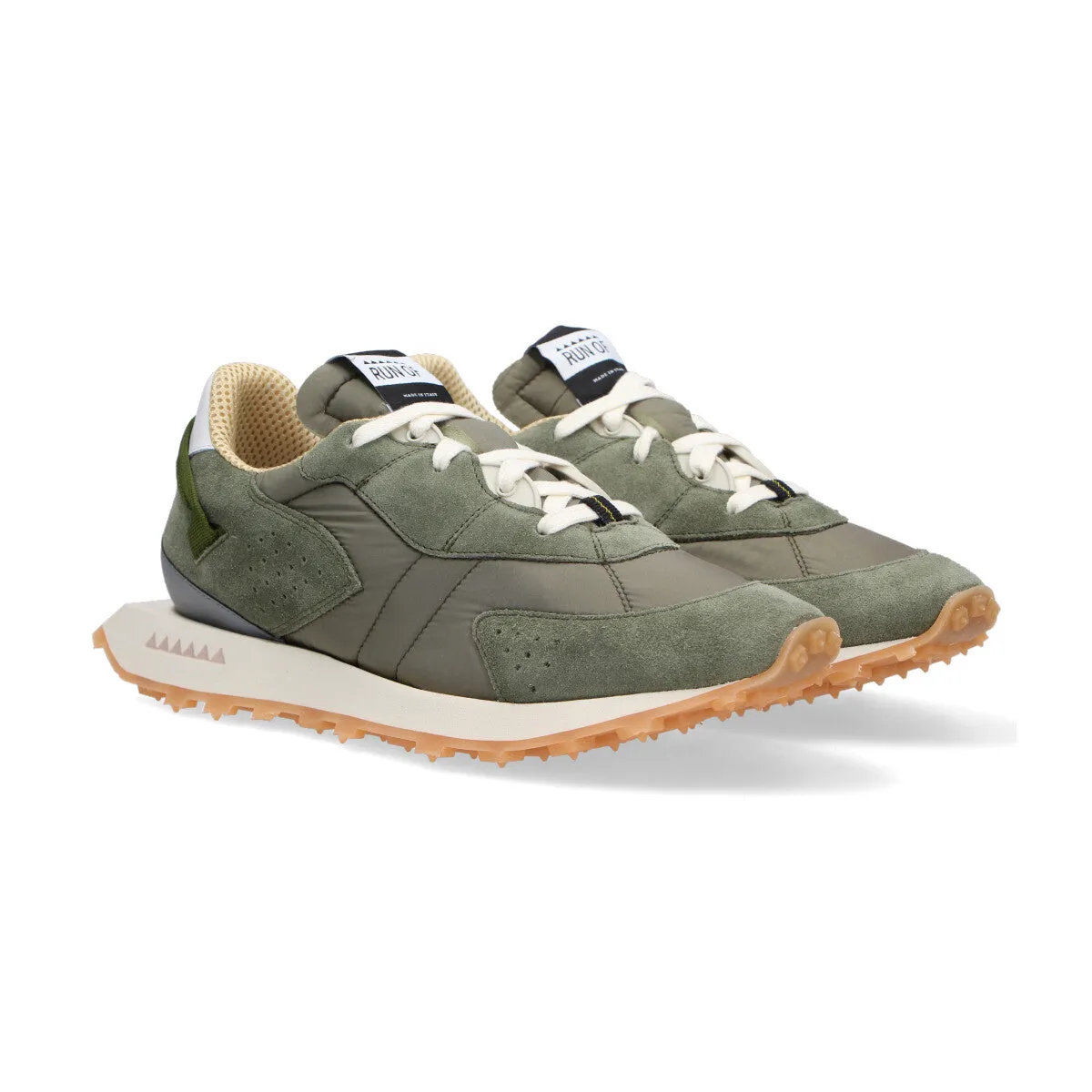 Run Of sneaker Bosco camoscio nylon verde