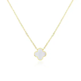 Small Mother of Pearl Single Clover Necklace