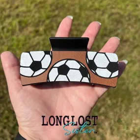 Soccer Hand Painted Large Hair Claw Clip