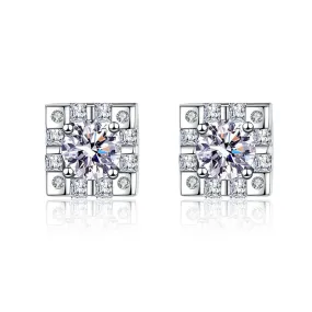 Square Four Claw Moissanite Earrings