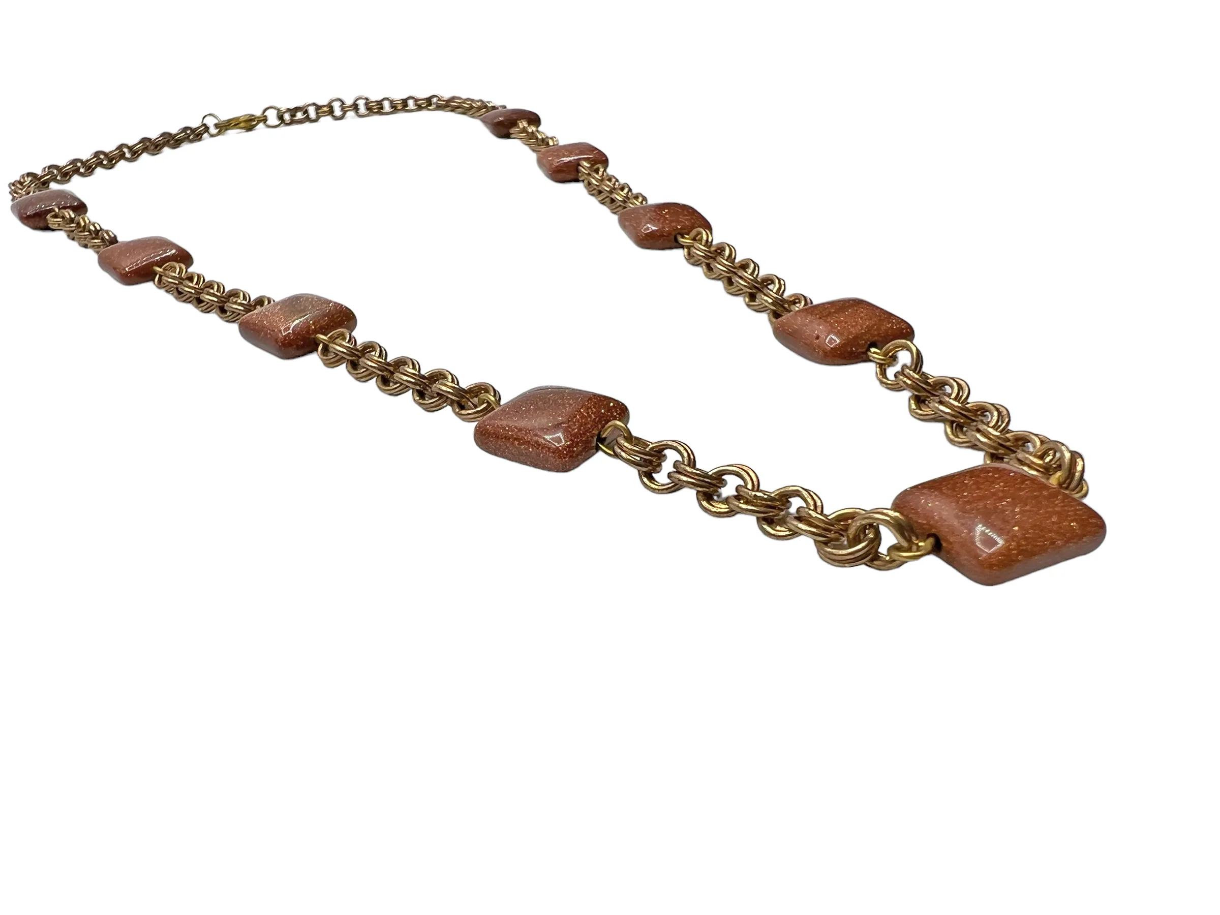 Square Goldstone Geometric Necklace