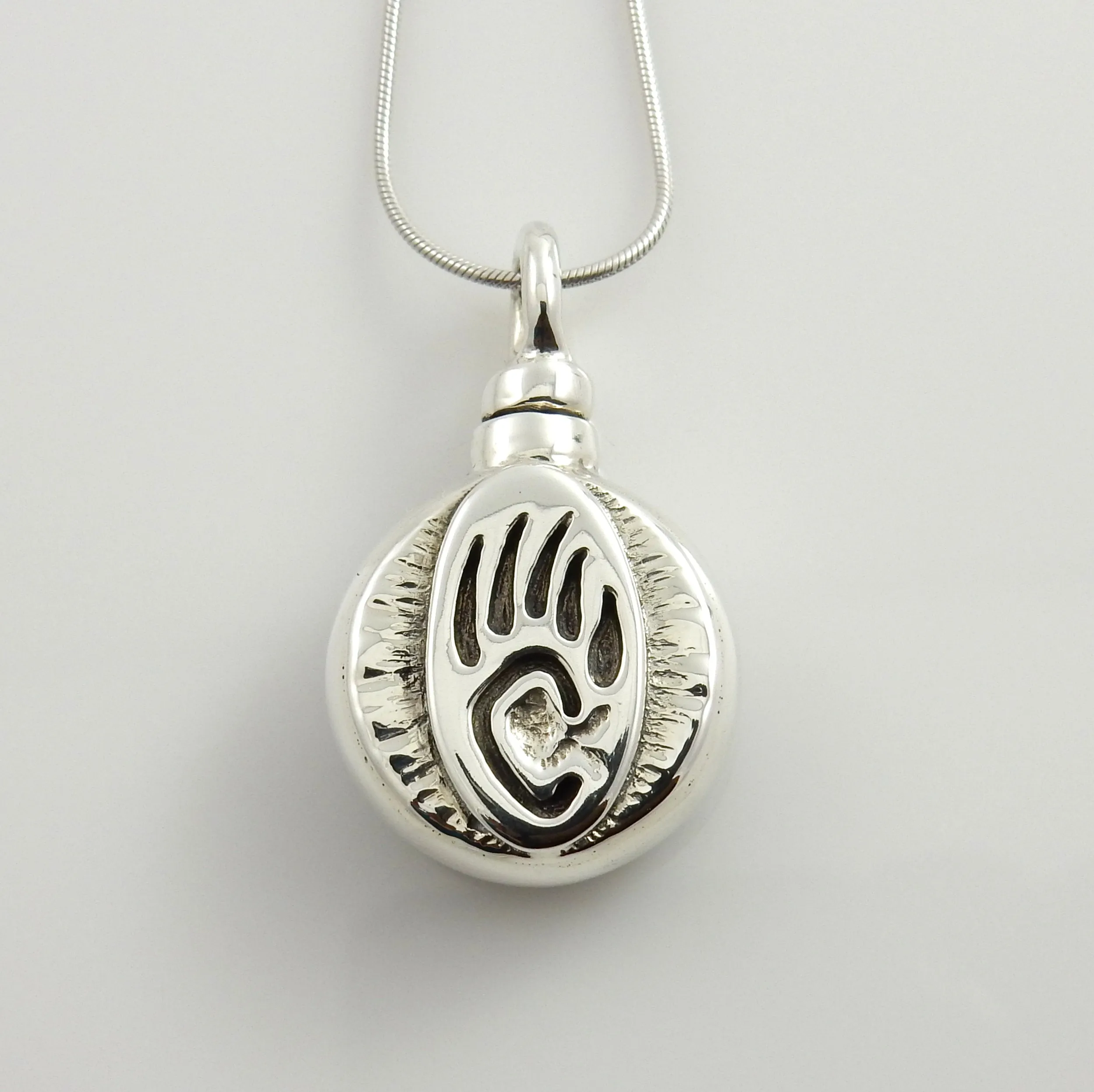 Sterling Silver Bear Paw Urn Pendant