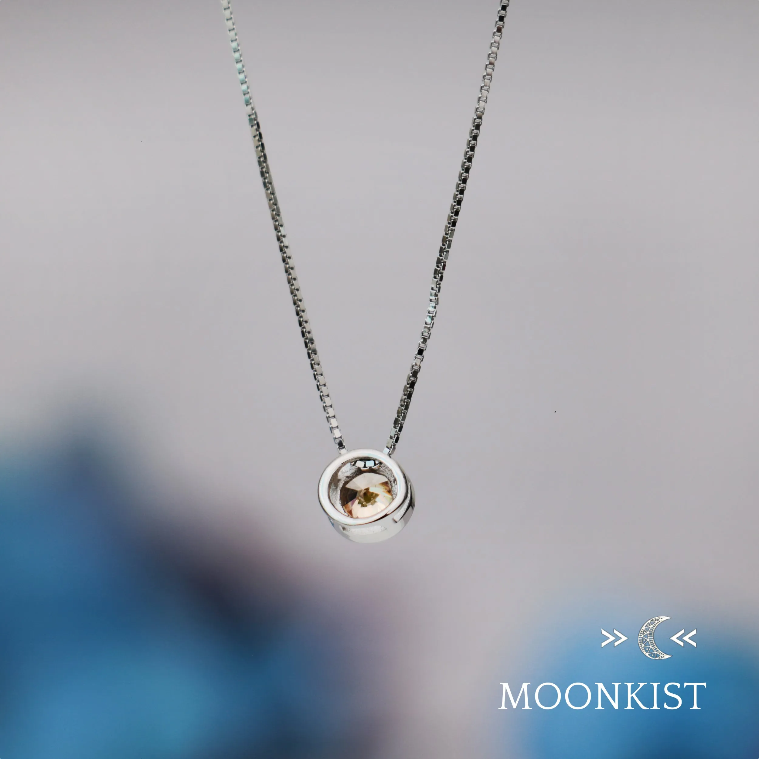 Sterling Silver Dainty Citrine CZ Floating Pendant | Moonkist Designs