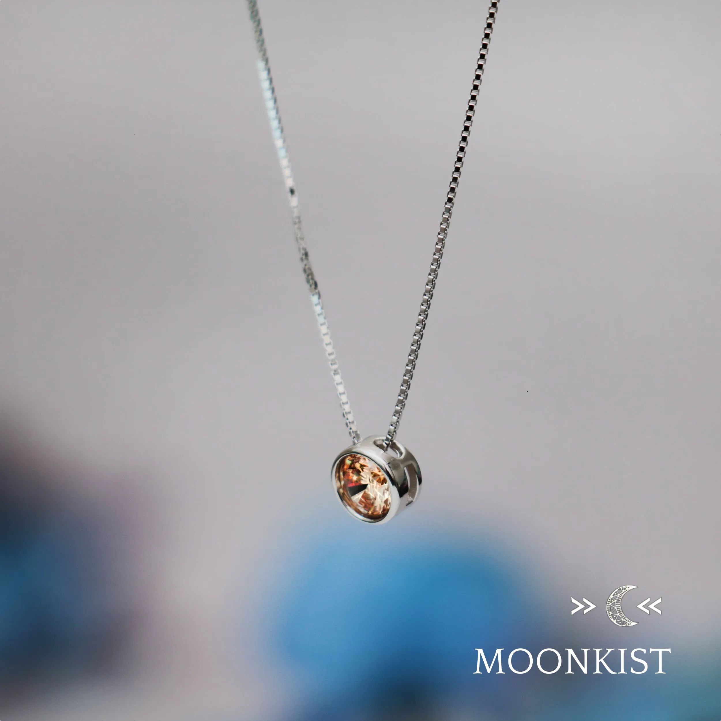 Sterling Silver Dainty Citrine CZ Floating Pendant | Moonkist Designs