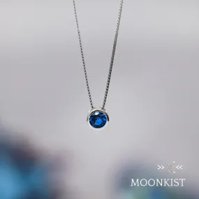 Sterling Silver Dainty Sapphire CZ Floating Pendant | Moonkist Designs