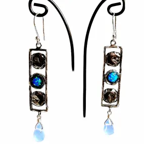 Sterling Silver Earrings for Women, blue opal gemstones earrings/ orecchini argento / israelische schmuck