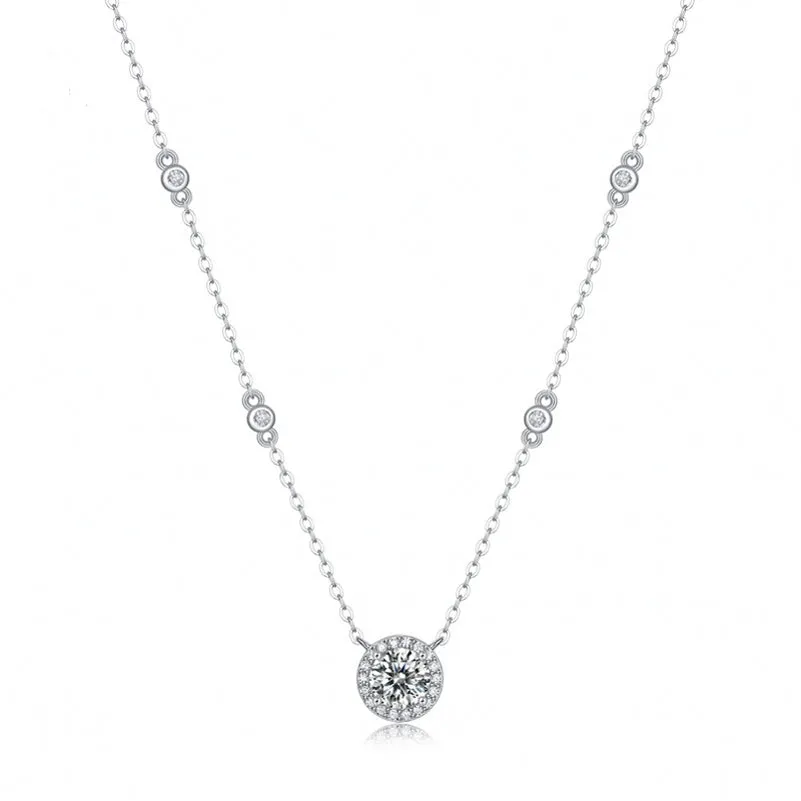 Stunning 925 Sterling Silver Moissanite Clavicle Chain Necklace - Elegant and Simple Design for Everyday Wear