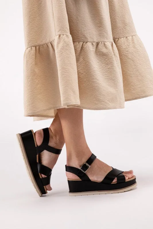 Summer Nights Cross Strap Wedge Sandals