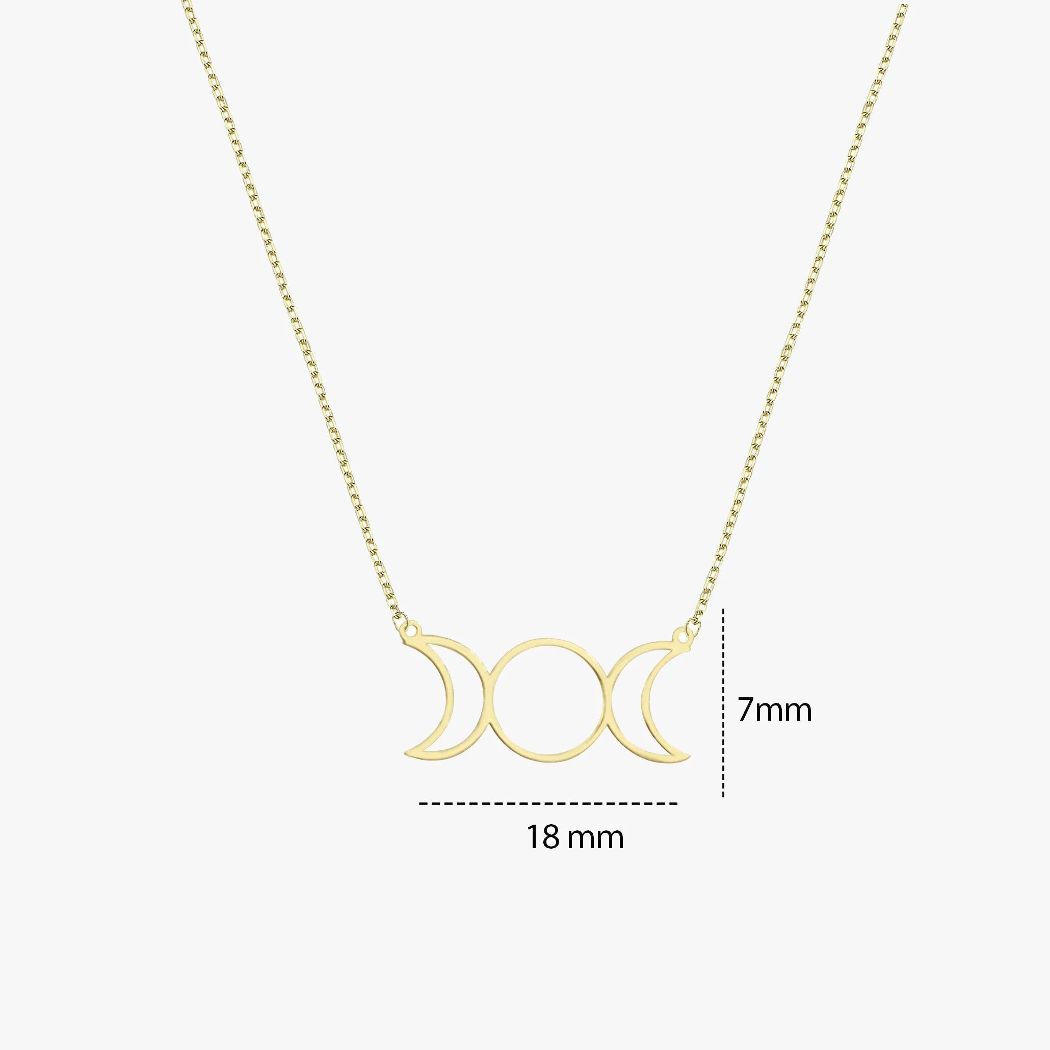 Triple Moon Goddess Necklace | 14K Solid Gold