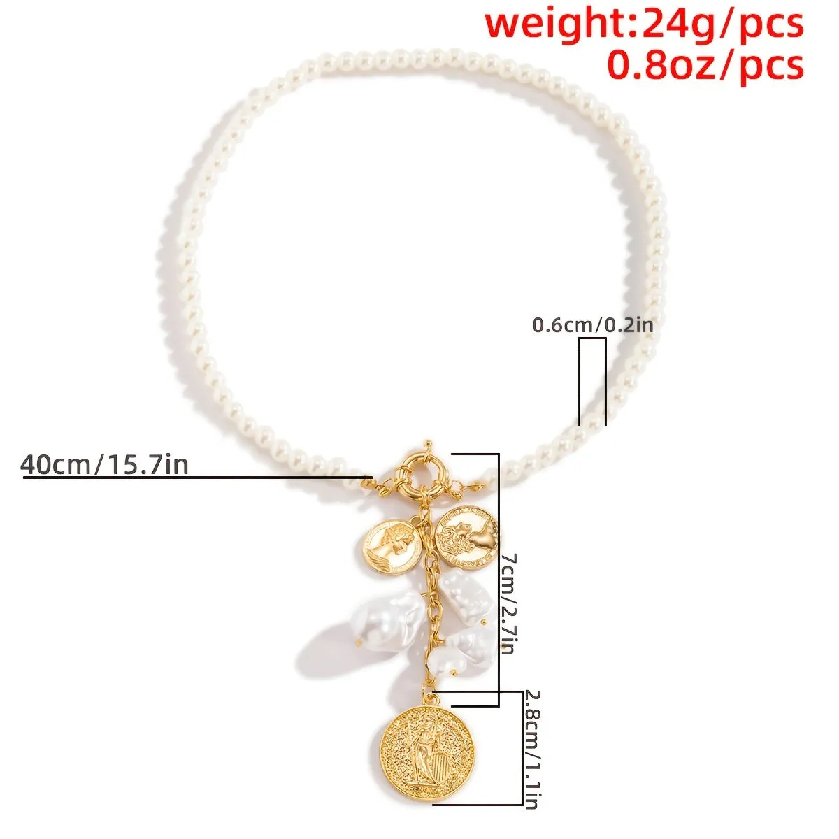 Vintage Portrait Pendant For Women Elegant Fashion Irregular Pearl Fringe Necklace 1 Piece