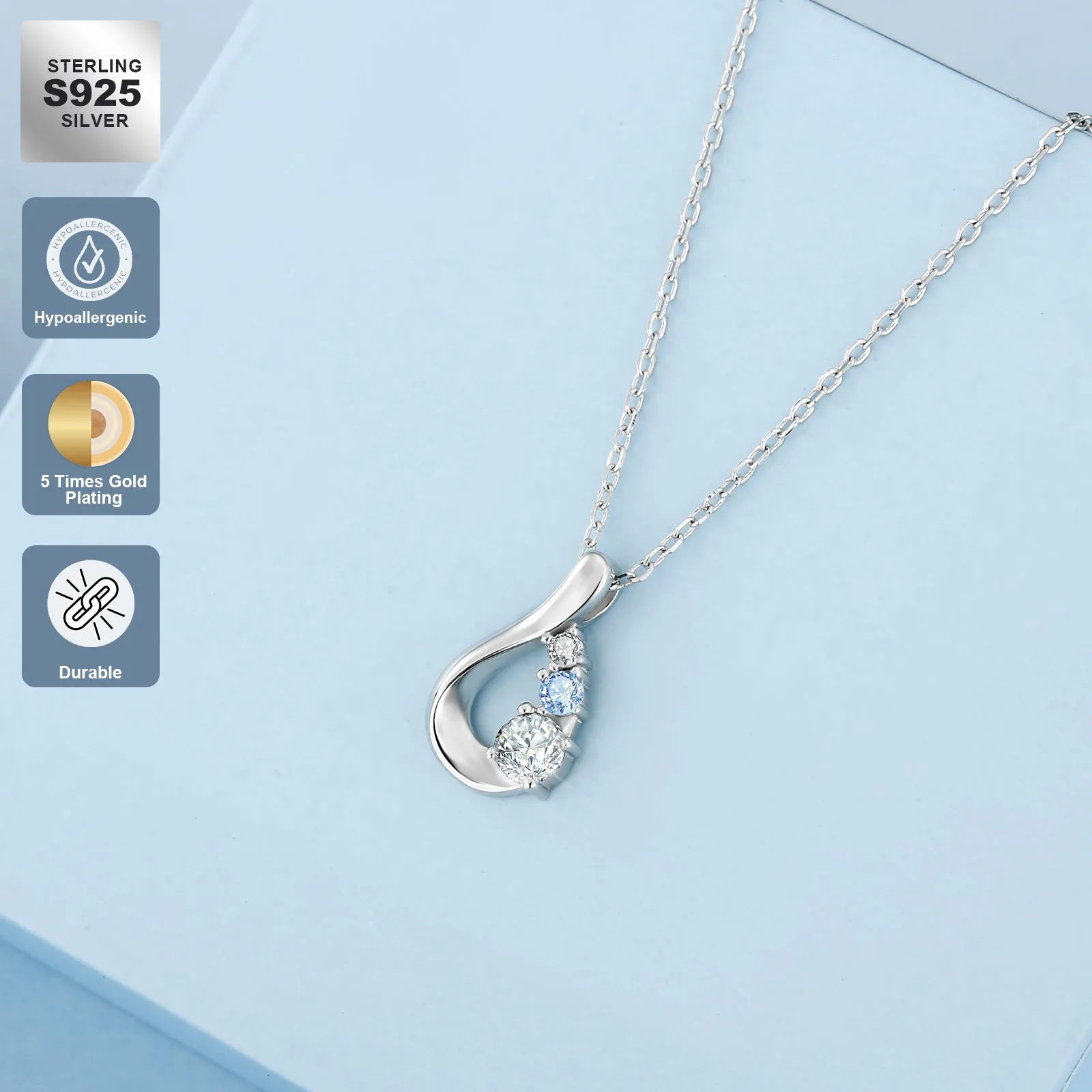 Water Drop VVS1 Moissanite Pendant Necklace for Women 0410 BL