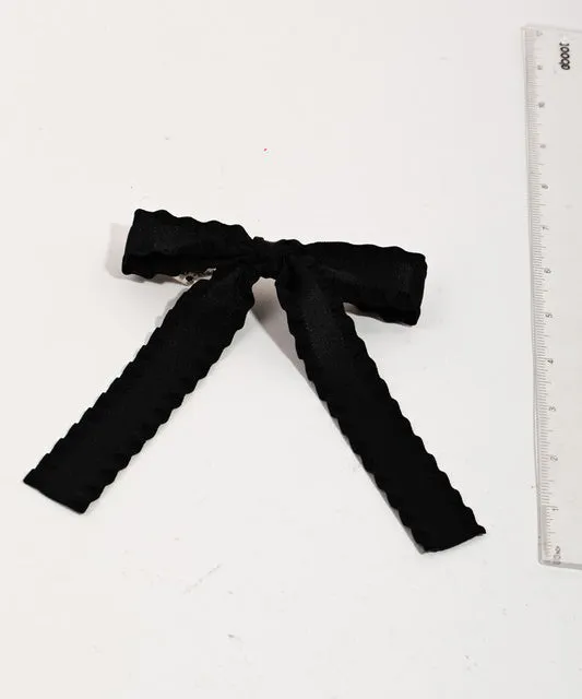 Wavy Bow Hair Clip - Black