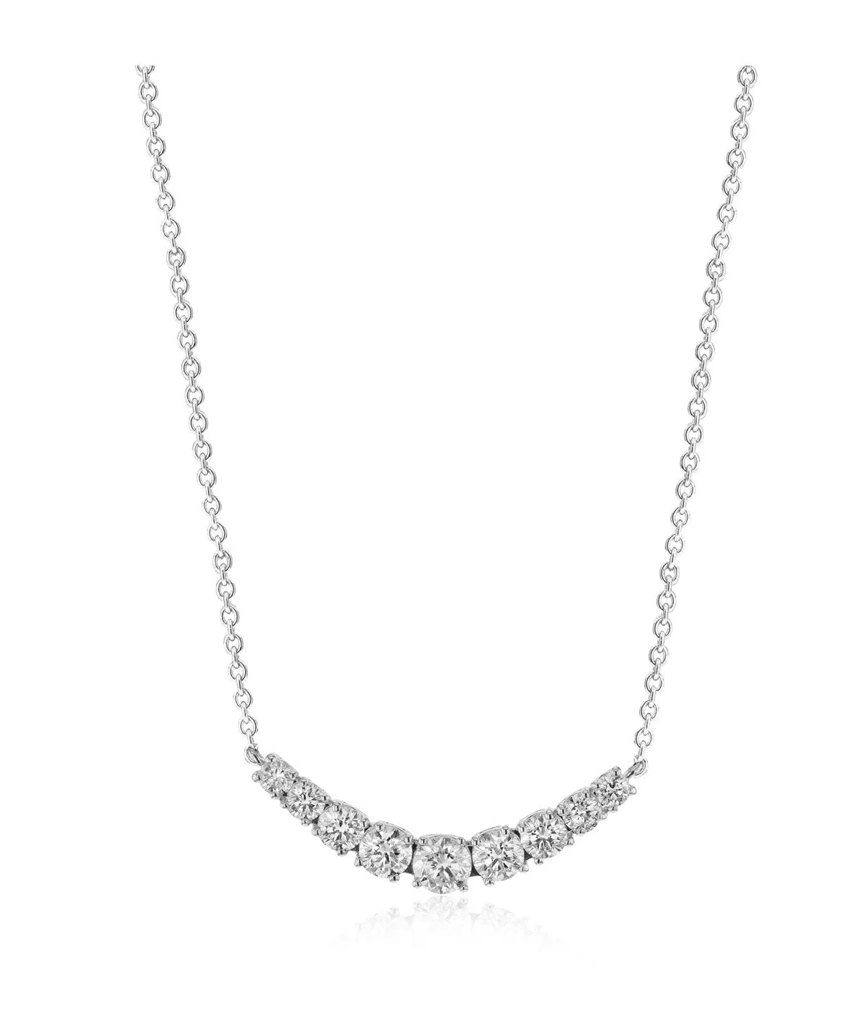 Zeghani 14K WHITE GOLD CURVED DIAMOND PENDANT ON 16 CHAIN